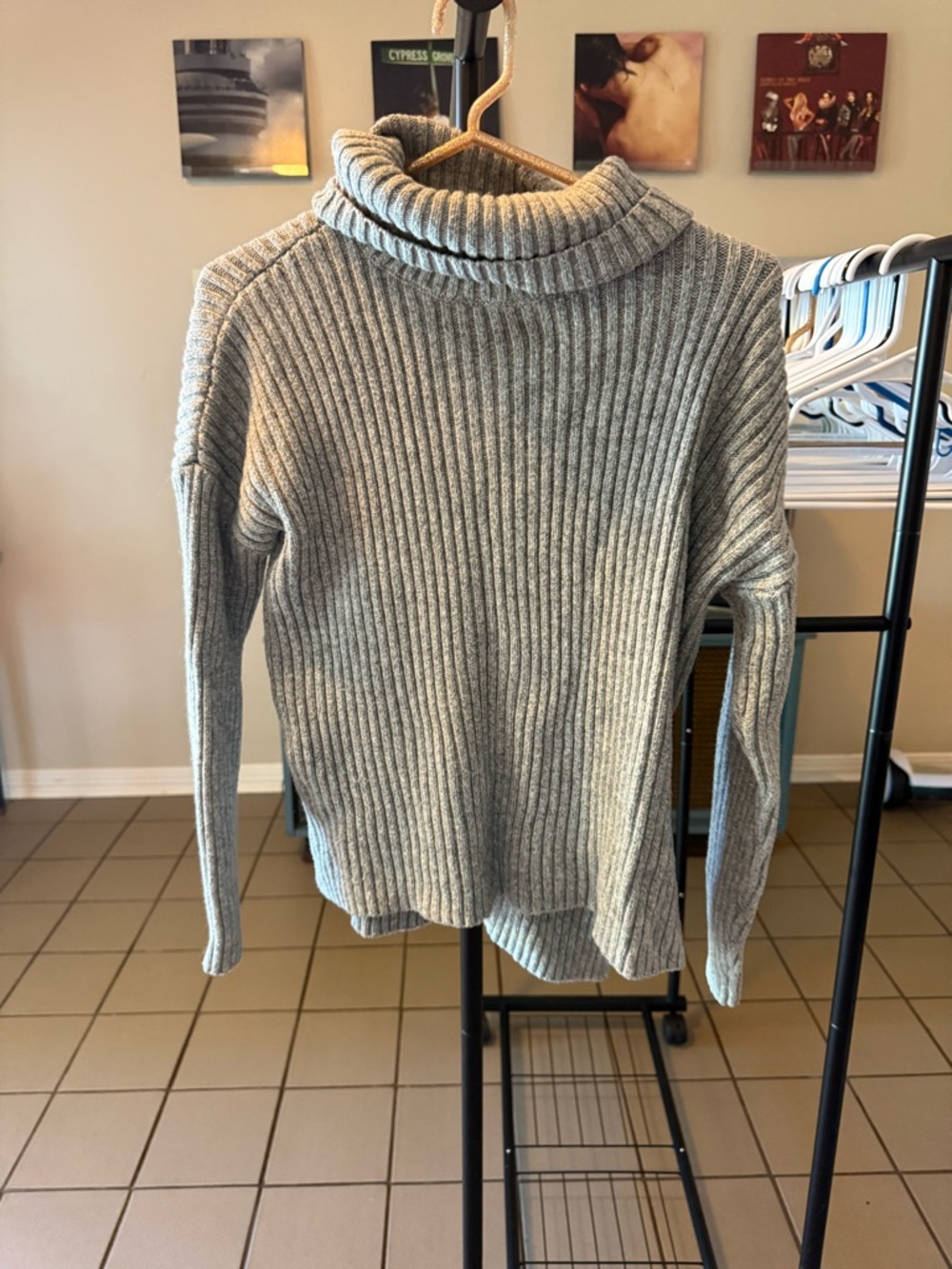 Marine Layer Gray Ribbed Cowl Neck Sweater